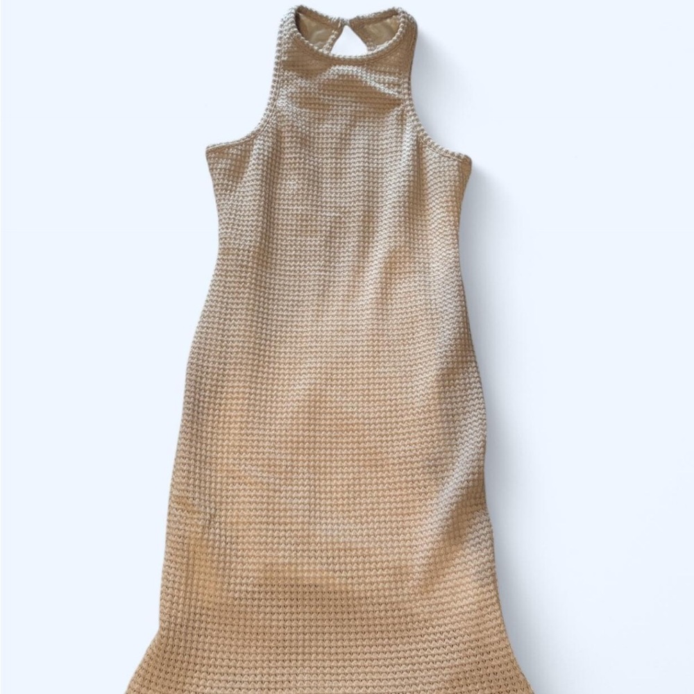 Tan Waffle Knit Dress